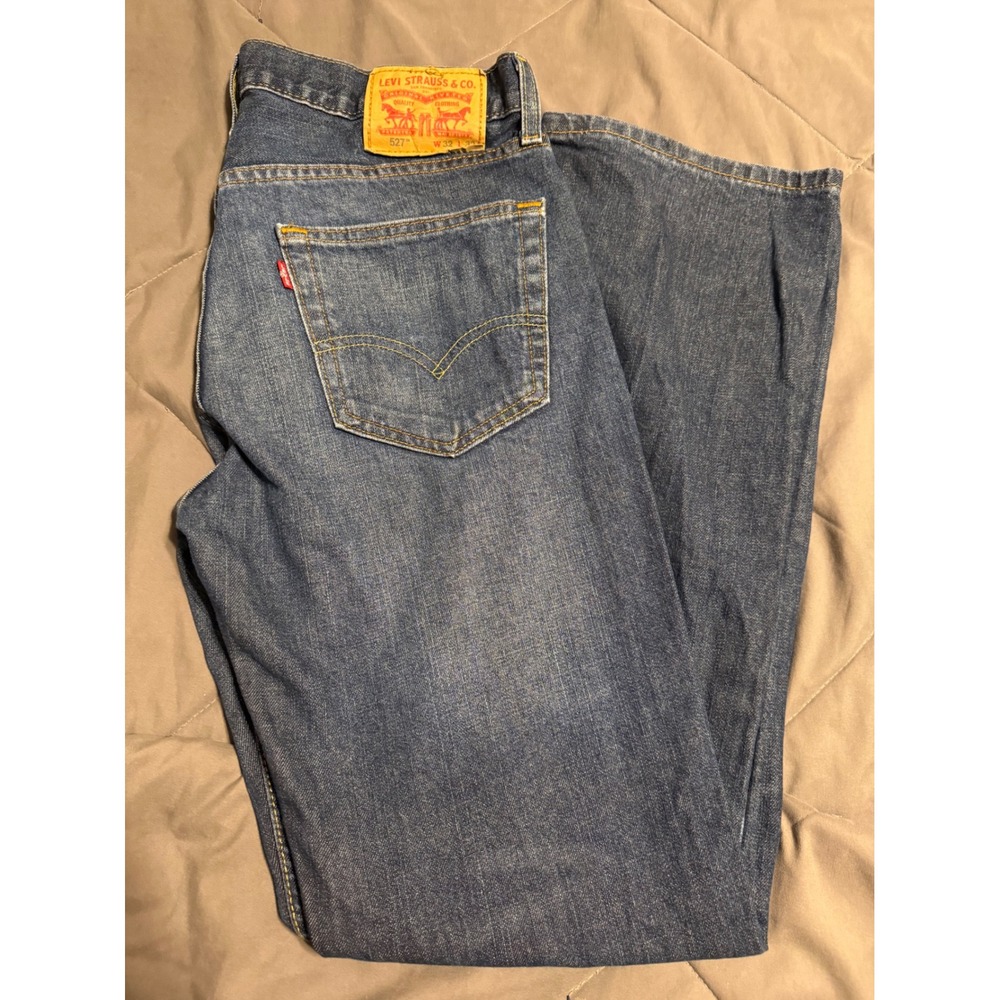 Levis 527 Slim Bootcut Jeans Mens 32x32 Medium Wash Blue Denim WaterLess